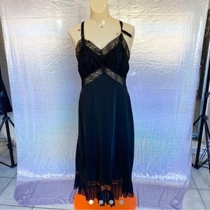 Vintage 1980’s Goth Lace Midi Slip Dress